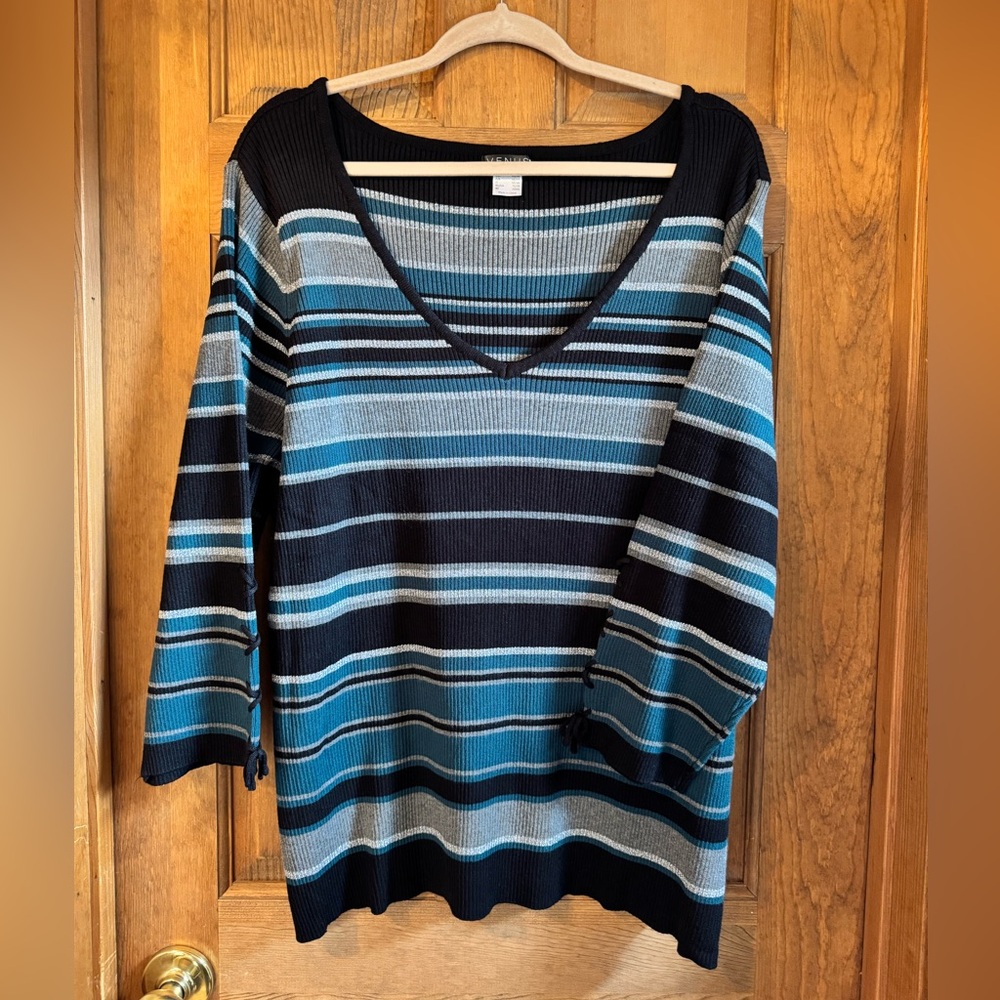 Venus 3/4 Sleeve Pullover V-Neck Ribbed Sweater - Size 3X NWOTs